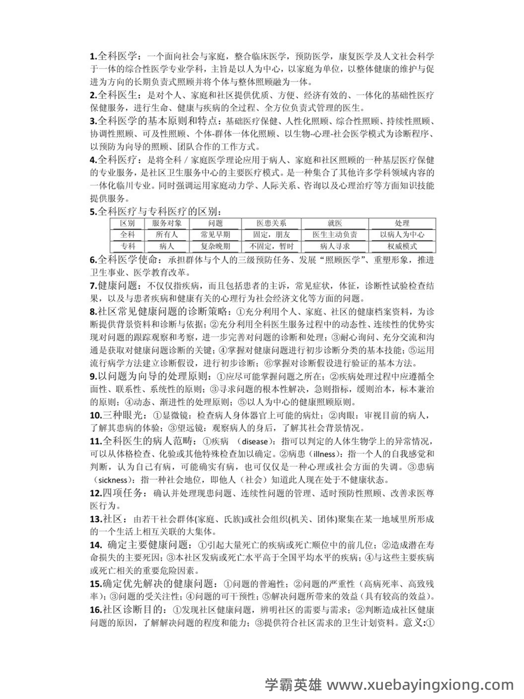 华北理工大学《全科医学概论》复习题库-20250606173513.pdf - 02_《全科医学概论》复习资料_《全科医学概论》名词解释，问答题_第1页_学霸英雄_www.xuebayingxiong.com