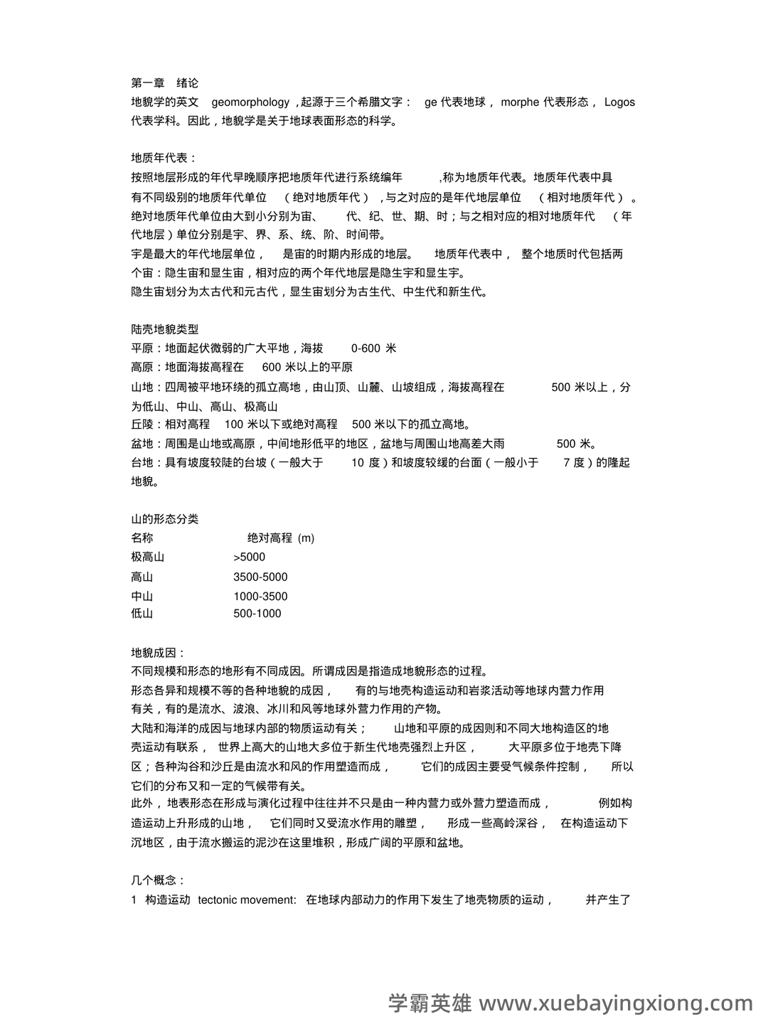 第四纪地质学与地貌学试题及答案 - 03_《地貌学》复习资料_《地貌学》复习资料（全）_第1页_学霸英雄_www.xuebayingxiong.com