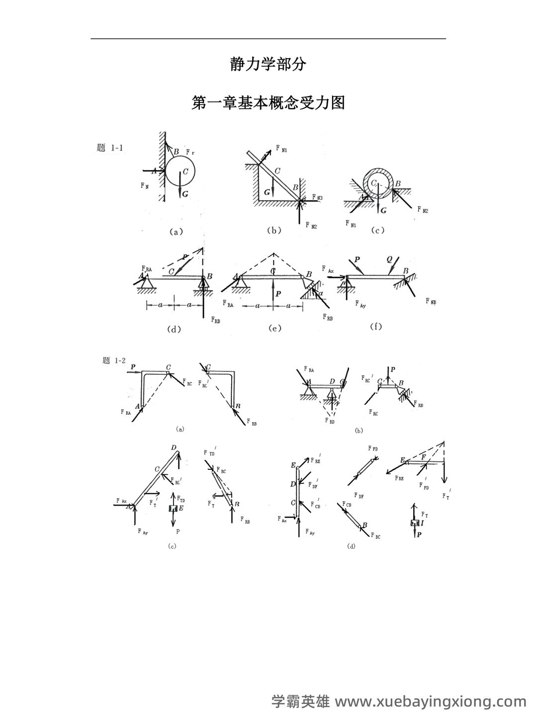 工程力学-题库 [1] 题型.判断题[1] 题干.力是物体间的相互机械作用的认识性练习题。 - 01_《工程力学》复习资料_《工程力学》(静力与材料)第四版习题答案_第1页_学霸英雄_www.xuebayingxiong.com
