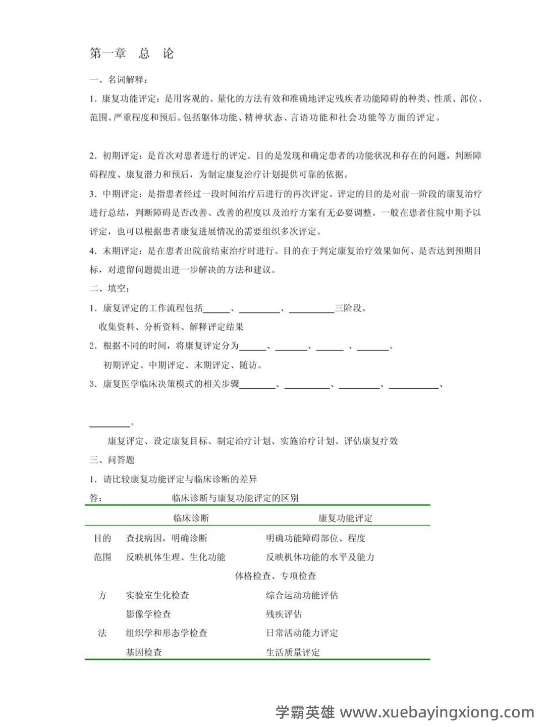 康复功能评定 (名词解释) - 04_《康复功能评定》复习资料_《康复功能评定》试题及答案_第1页_学霸英雄_www.xuebayingxiong.com 康复功能评定 (名词解释) - 04_《康复功能评定》复习资料_《康复功能评定》试题及答案_第1页_学霸英雄_www.xuebayingxiong.com