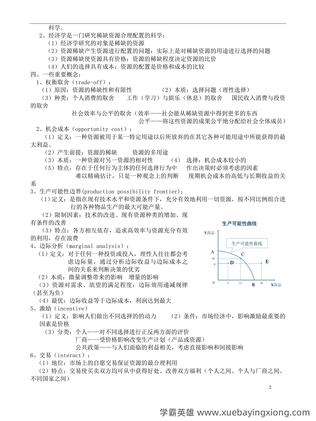 微观经济学 (英文版)名词解释 - 06_《微观经济学》复习资料_《微观经济学》复习笔记(绝对完全!)_第2页_学霸英雄_www.xuebayingxiong.com