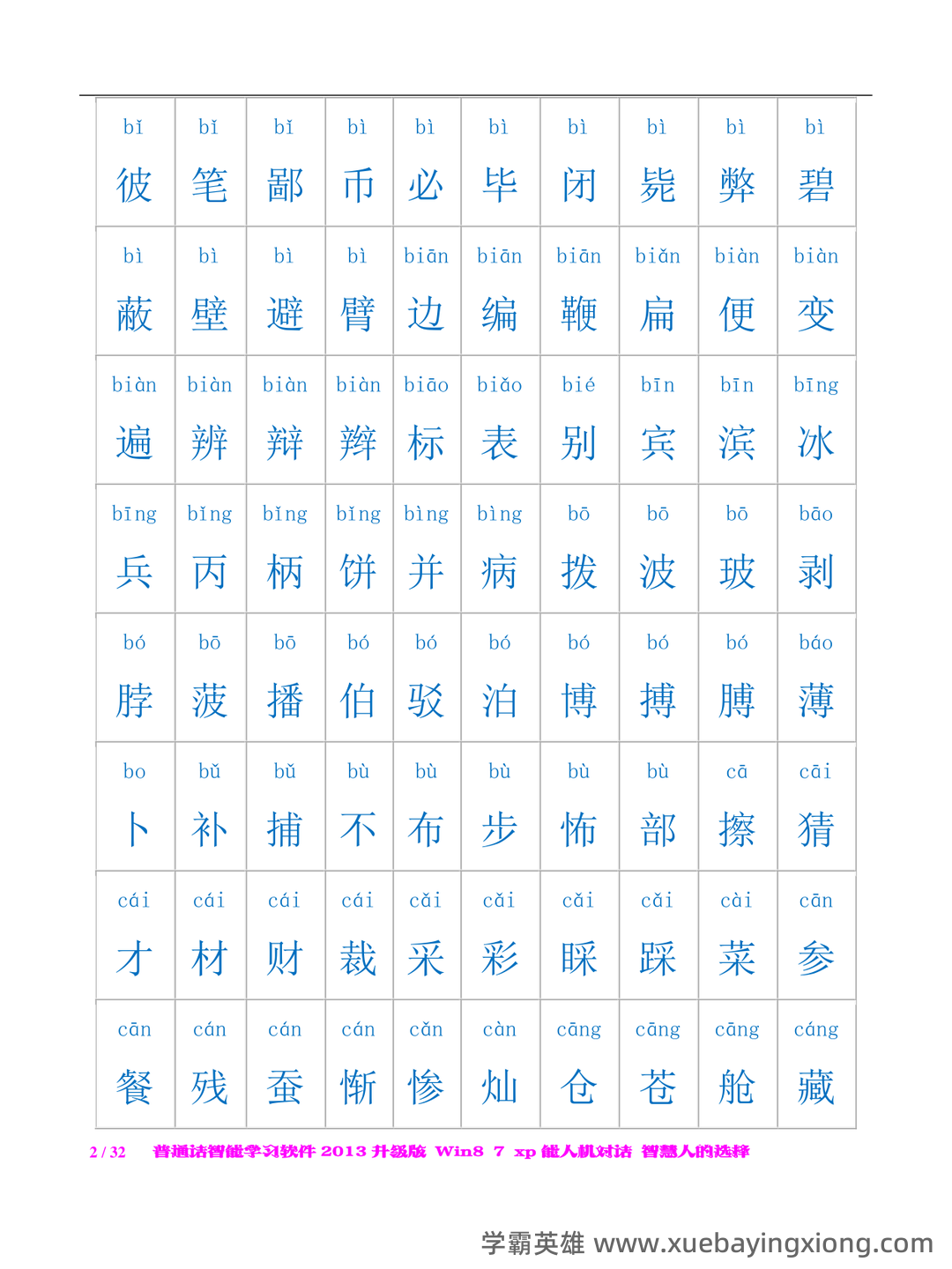 普通话测试考试资料、题库大全 - 备考资料 - 14_《普通话》备考资料_《普通话》2500个常用汉字注音版_第1页_学霸英雄_www.xuebayingxiong.com