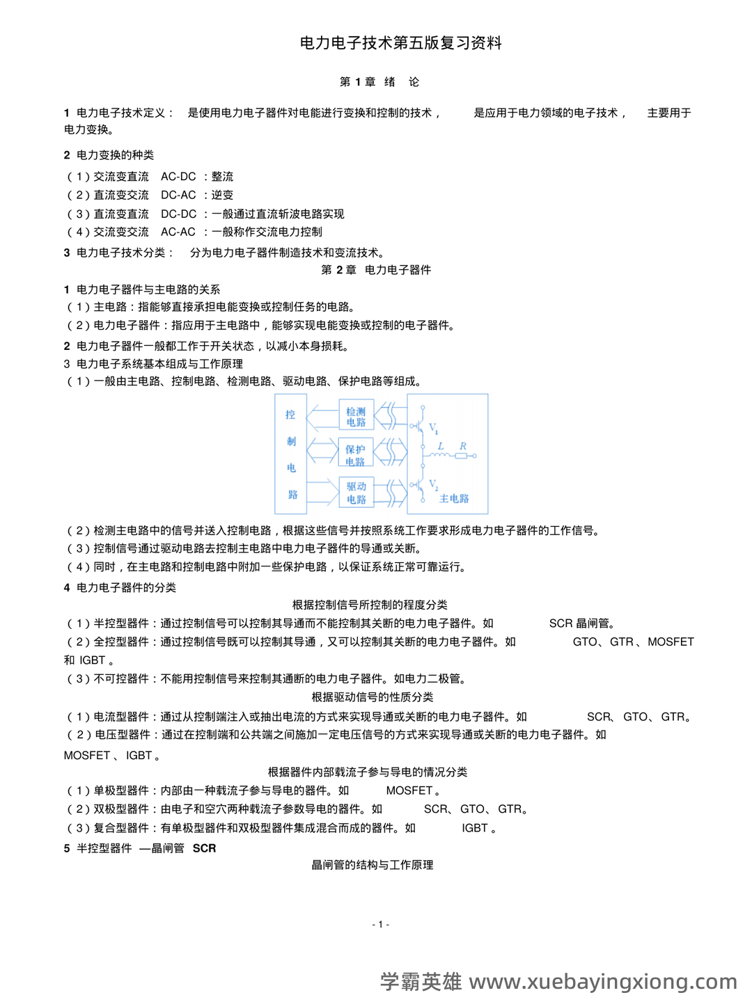电力电子技术期末考试必备神器:史上最全试题及答案解析 - 01_《电力电子技术》复习资料_《电力电子技术》复习资料_第1页_学霸英雄_www.xuebayingxiong.com 电力电子技术期末考试必备神器:史上最全试题及答案解析 - 01_《电力电子技术》复习资料_《电力电子技术》复习资料_第1页_学霸英雄_www.xuebayingxiong.com
