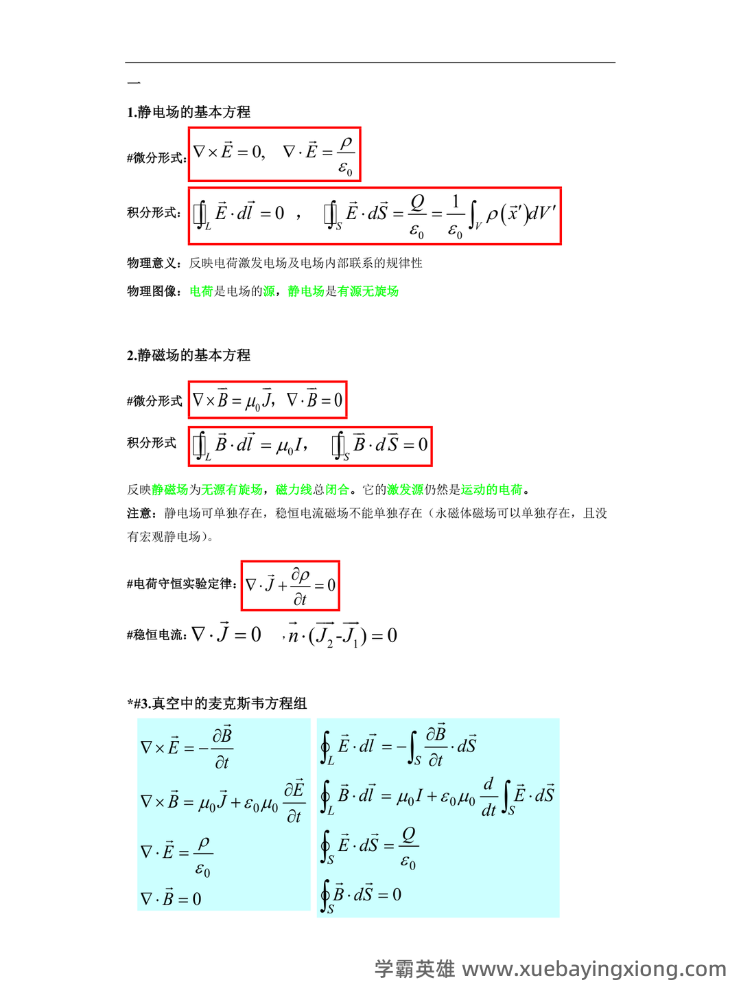电动力学 C 复习提要 - Chunyu Yang - 04_《电动力学》复习资料_《电动力学》重点知识总结(期末复习必备)_第1页_学霸英雄_www.xuebayingxiong.com