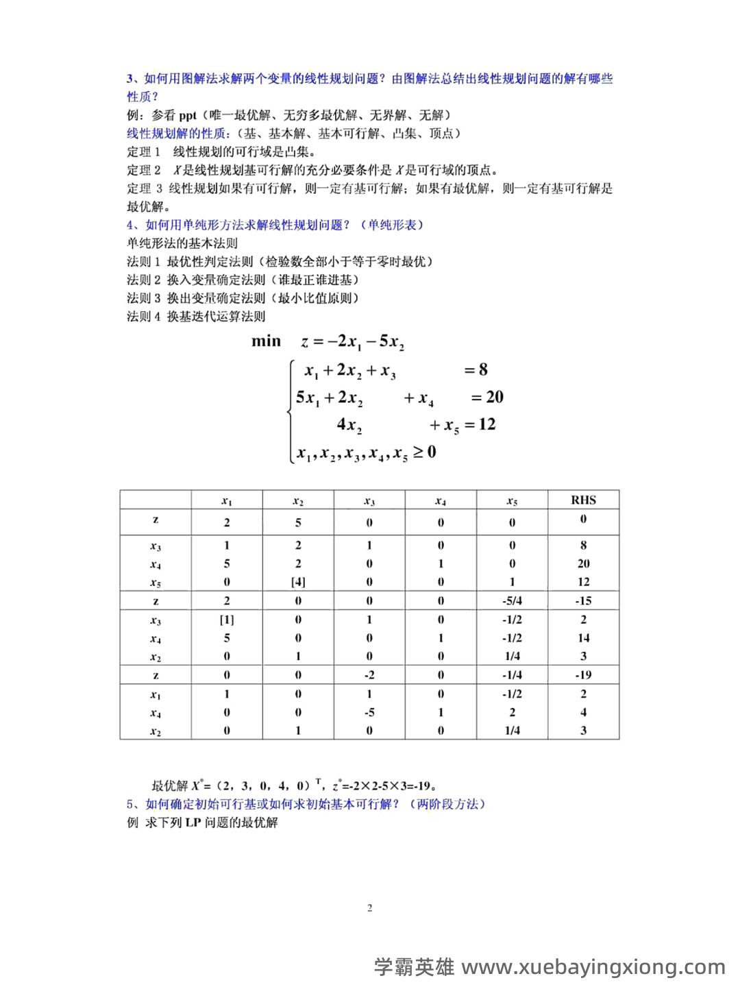 《运筹学》补考复习资料(最新整理) - 02_《管理运筹学》复习资料_《管理运筹学》知识点总结_第2页_学霸英雄_www.xuebayingxiong.com 《运筹学》补考复习资料(最新整理) - 02_《管理运筹学》复习资料_《管理运筹学》知识点总结_第2页_学霸英雄_www.xuebayingxiong.com
