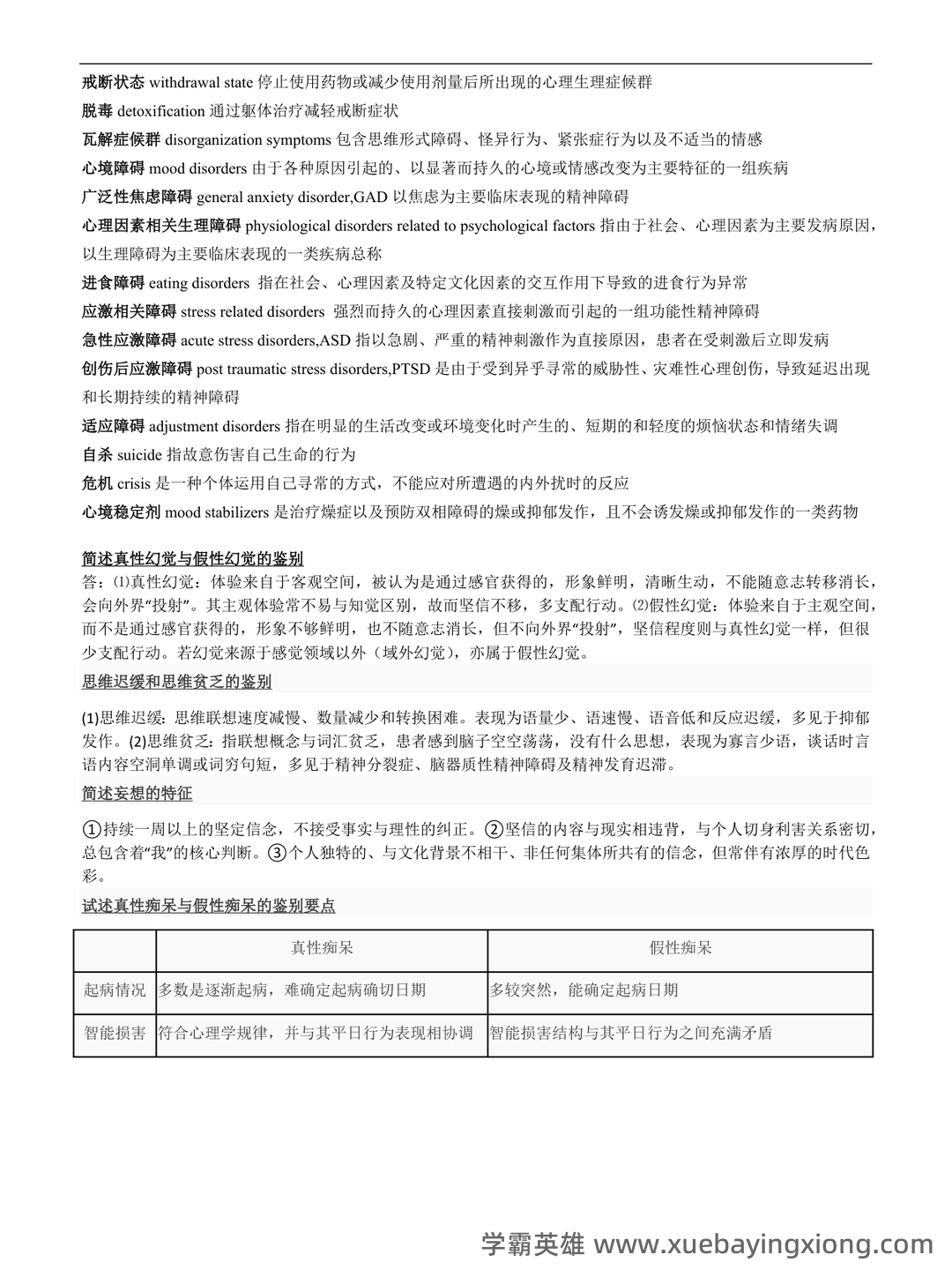 精神病学名解解释与简答题(大学期末复习资料).docx - 03_《精神病学》复习资料_《精神病学》名词解释及问答题重点_第2页_学霸英雄_www.xuebayingxiong.com 精神病学名解解释与简答题(大学期末复习资料).docx - 03_《精神病学》复习资料_《精神病学》名词解释及问答题重点_第2页_学霸英雄_www.xuebayingxiong.com