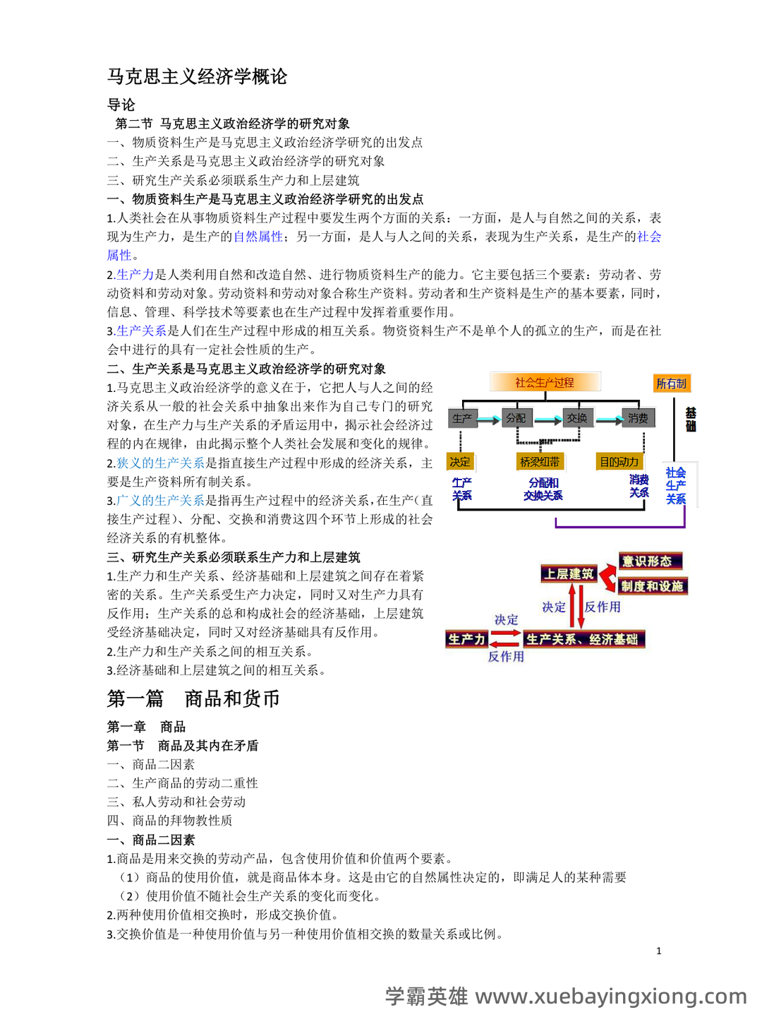 马克思主义政治经济学概论期末复习题(大一上学期) - 02_《马克思主义政治经济学概论》复习资料_《马克思主义政治经济学概论》笔记详版_第1页_学霸英雄_www.xuebayingxiong.com 马克思主义政治经济学概论期末复习题(大一上学期) - 02_《马克思主义政治经济学概论》复习资料_《马克思主义政治经济学概论》笔记详版_第1页_学霸英雄_www.xuebayingxiong.com